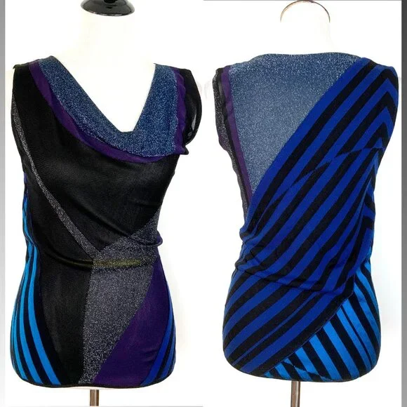 Gucci Cowl Neck Mix Media Knit Sleeveless Top Sz 6-8 - Picture 2 of 16